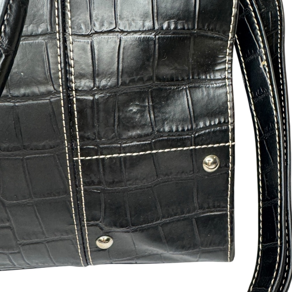 Wilsons Leather Black Croc-Embossed Tote Bag with Snake Print Accents - Picture 14 of 16